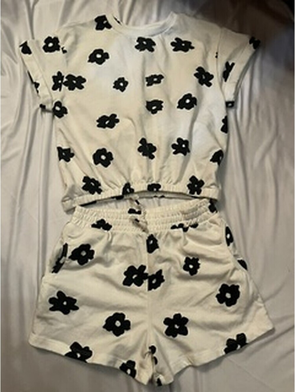 Jessica Simpson white and black floral 2 piece outfit set girls